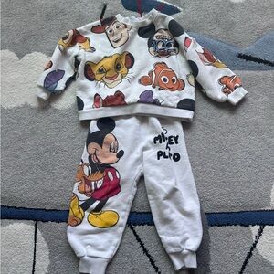 Zara White Multicolor Character Kids Set